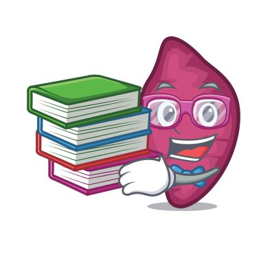 Öğrenci kitap tatlı patates maskot karikatür ile