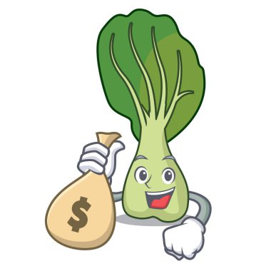 Para çantası Çin lahanası karakter karikatür vektör çizim ile