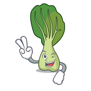 Çin lahanası karakter karikatür vektör çizim iki parmak