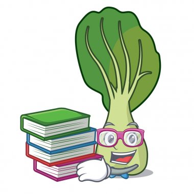 Öğrenci kitap Çin lahanası maskot karikatür vektör çizim ile