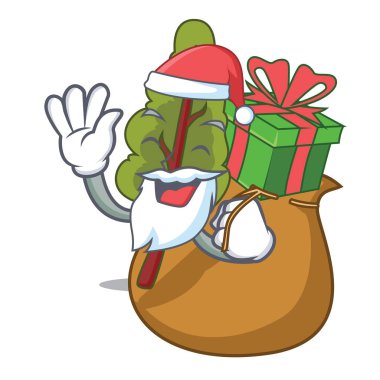 Noel Baba hediye pazı maskot karikatür tarzı vektör çizim ile