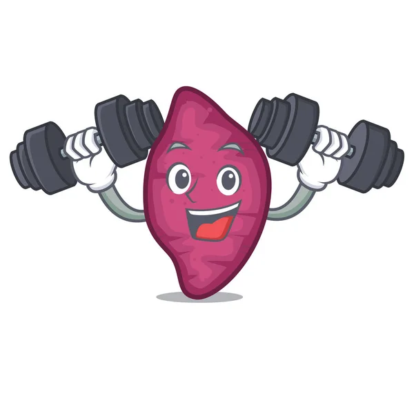 Fitness karakter kentang manis kartun - Stok Vektor