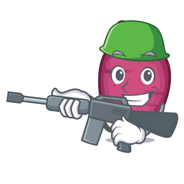 Cartone animato personaggio patata dolce dell'esercito — Vettoriale Stock
