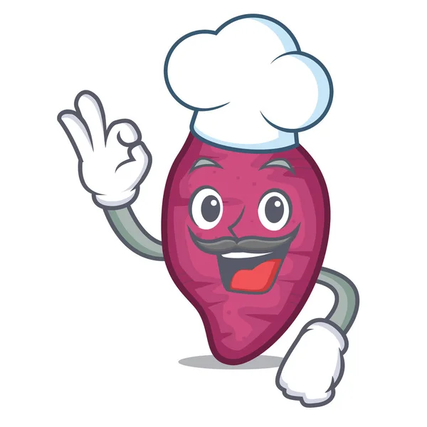 Chef sladký brambor znakové karikatury — Stockový vektor