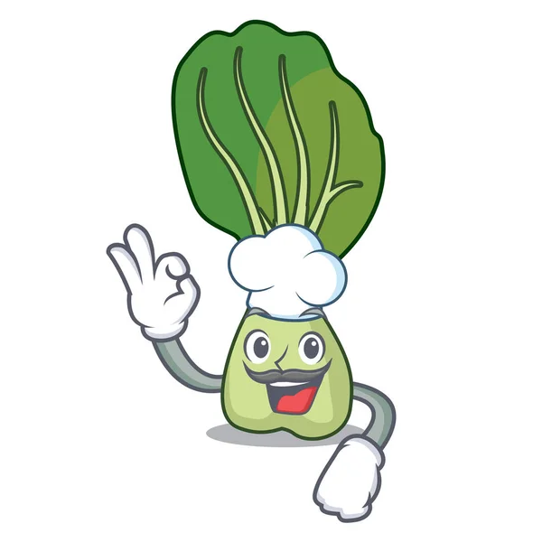 Chef Bok Choy Personaggio Cartone Animato Vettoriale Illustrazione — Vettoriale Stock