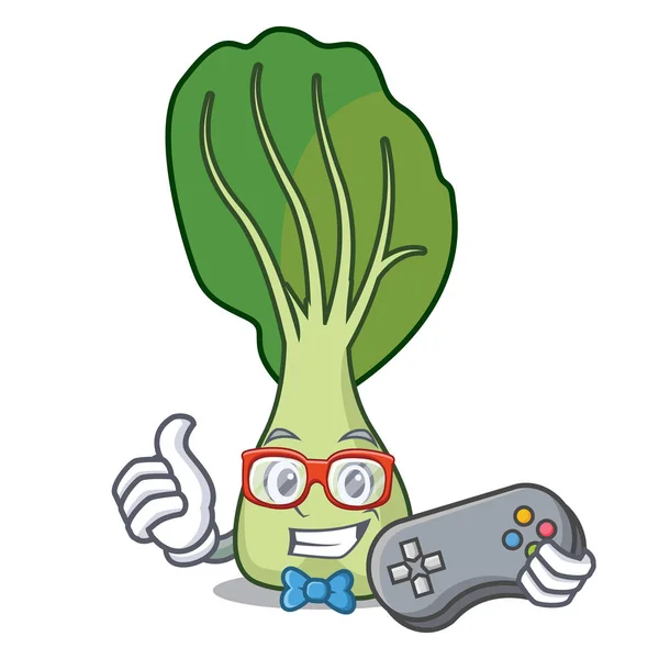 Illustration Vectorielle Mascotte Gamer Bok Choy — Image vectorielle