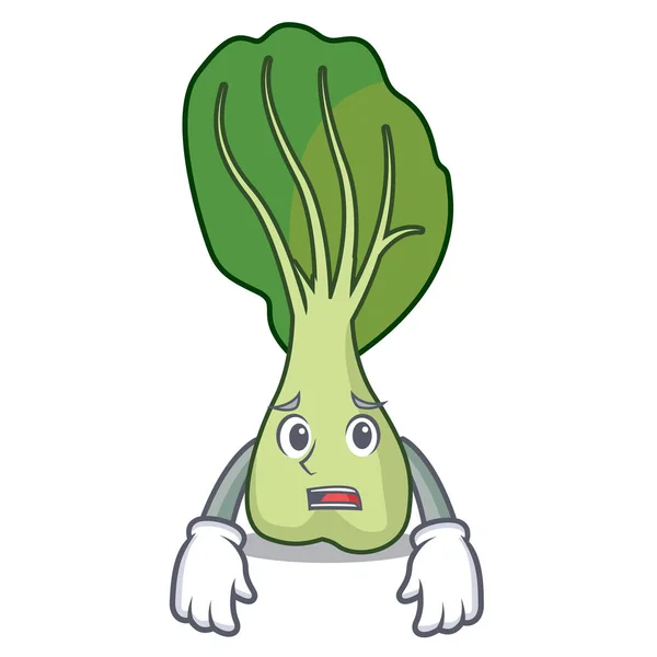 Illustration Vectorielle Mascotte Bok Choy Peur — Image vectorielle