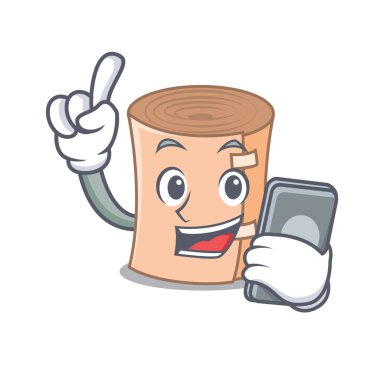 Telefon tıbbi gazlı bez karakter karikatür ile