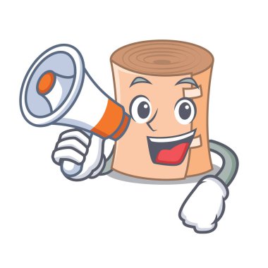 Megafon tıbbi gazlı bez karakter karikatür ile