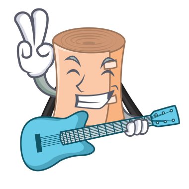 Gitar tıbbi gazlı bez maskot karikatür ile
