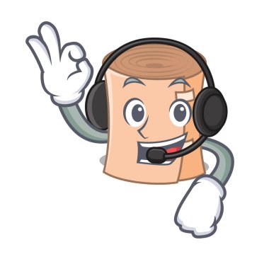 Kulaklık tıbbi gazlı bez maskot karikatür ile