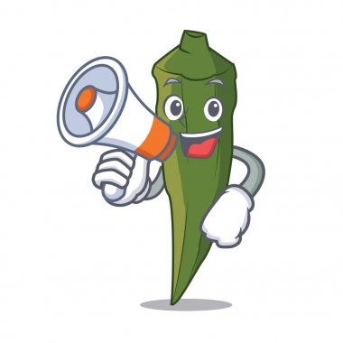 Megafon bamya karakter karikatür tarzı vektör çizim ile