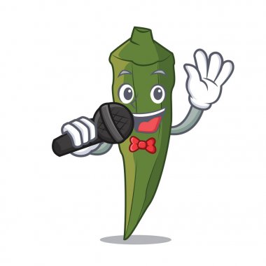 Şarkı bamya maskot karikatür tarzı vektör çizim