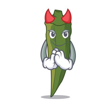 Şeytan bamya maskot karikatür tarzı vektör çizim