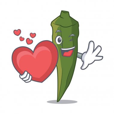 Kalp bamya maskot karikatür tarzı vektör çizim ile