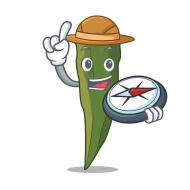 Explorer bamya maskot karikatür tarzı vektör çizim