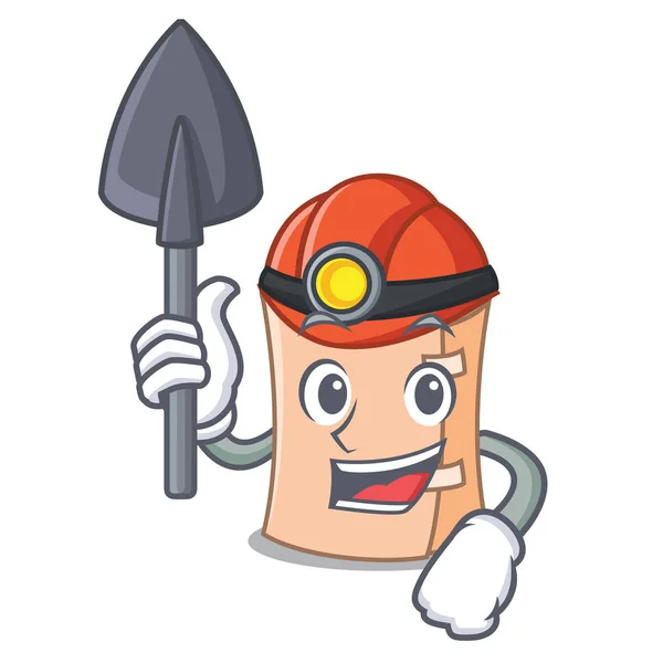 Miner medical gauze mascot cartoon — Stock Vector