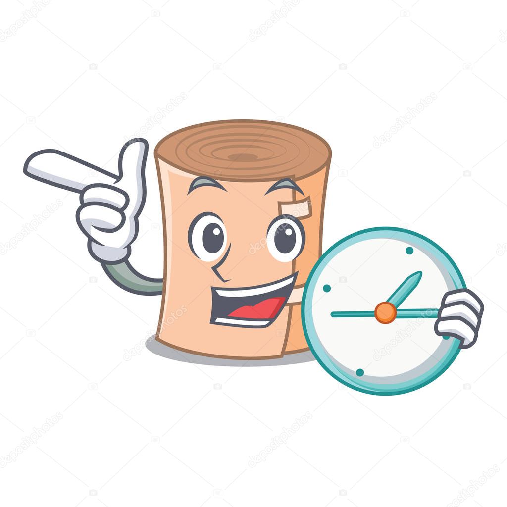 With clock medical gauze character cartoon