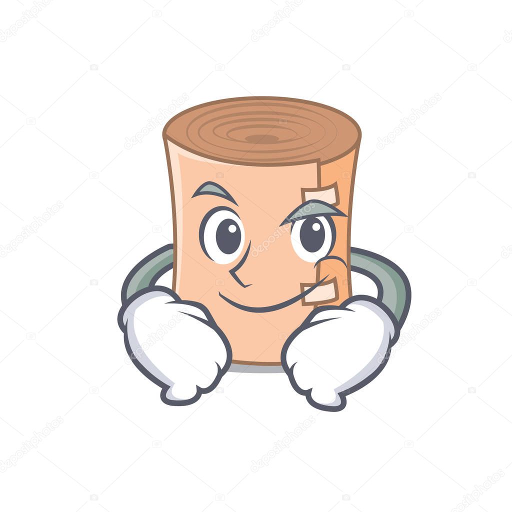 Smirking medical gauze character cartoon