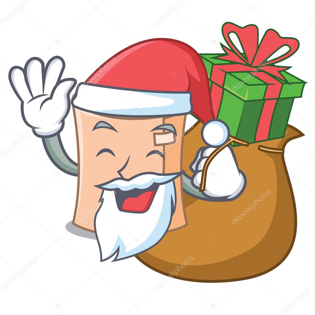 Santa with gift medical gauze mascot cartoon