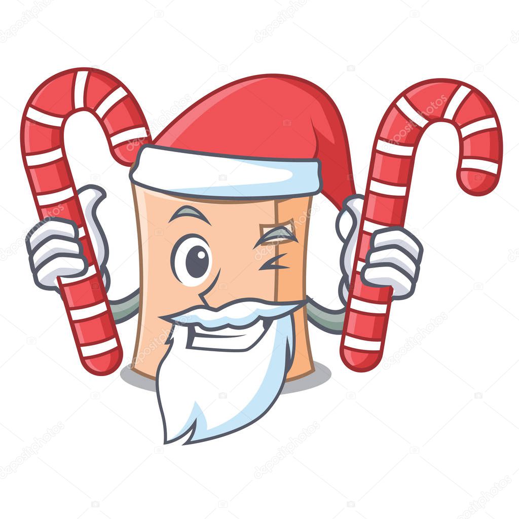 Santa with candy medical gauze mascot cartoon