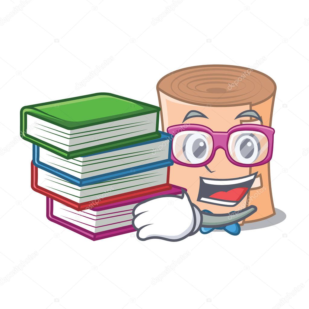 Student with book medical gauze mascot cartoon