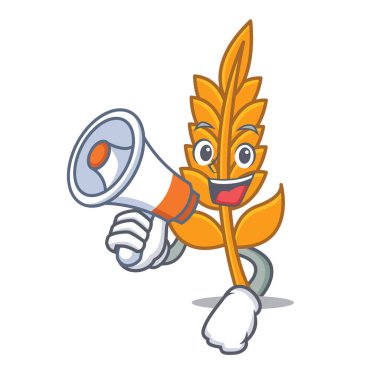 Megafon buğday caharacter çizgi film tarzı vektör çizim ile