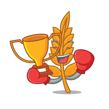 Boks şampiyonu buğday maskot karikatür tarzı