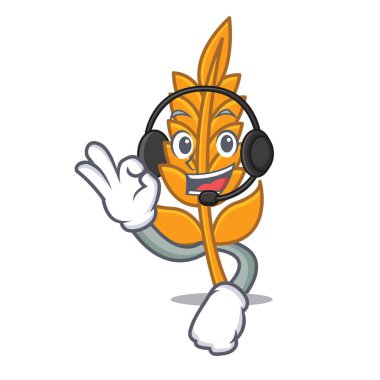 Kulaklık buğday maskot karikatür tarzı ile