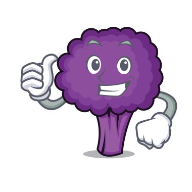 Mor brokoli karakter karikatür Yaşasın