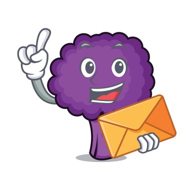 Zarf mor brokoli karakter karikatür ile