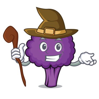 Cadı mor brokoli maskot çizgi film
