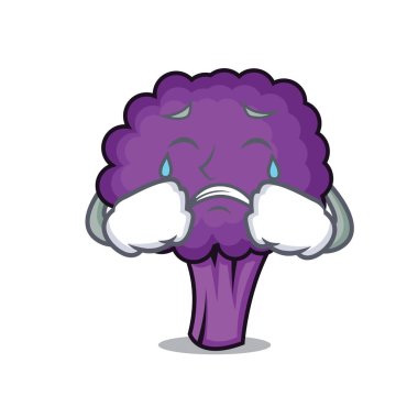 Mor brokoli maskot karikatür ağlıyor