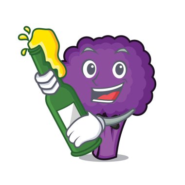 Bira mor brokoli maskot karikatür ile