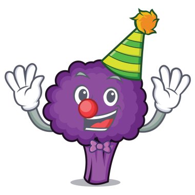 Palyaço mor brokoli maskot çizgi film
