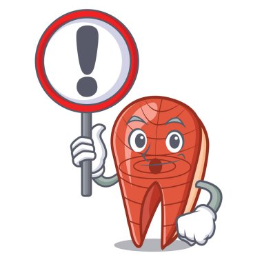 İşareti Balık dilim karakter karikatür ile