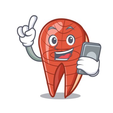 Telefon balık dilim karakter karikatür ile