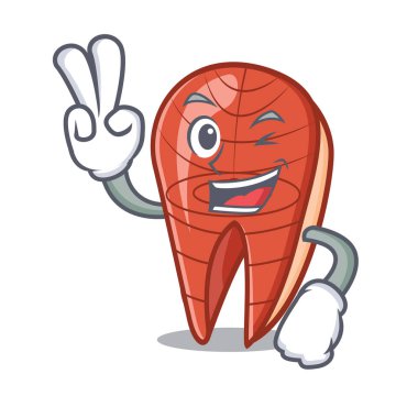 İki balık dilim karakter karikatür parmak