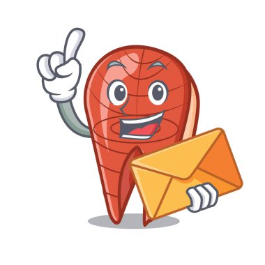 Zarf balık dilim karakter karikatür ile