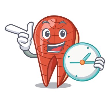 Saat balık dilim karakter karikatür ile