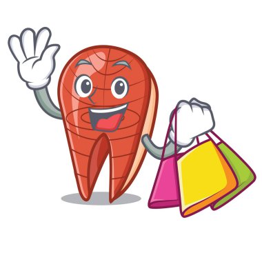 Balık dilim karakter karikatür alışveriş