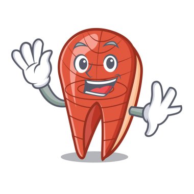 Balık dilim karakter karikatür sallayarak