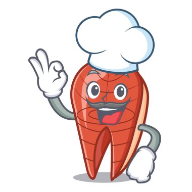 Şef balık dilim karakter karikatür