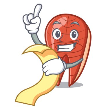 Menü balık dilim maskot karikatür ile