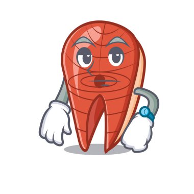 Bekleyen balık dilim maskot çizgi film