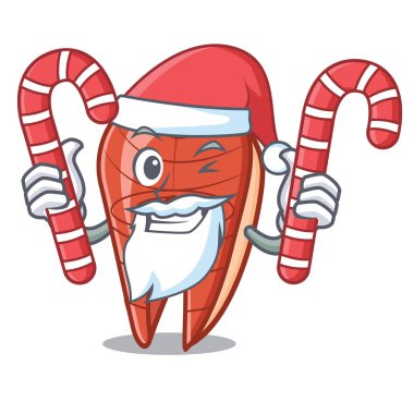 Santa şeker balık dilim maskot karikatür ile