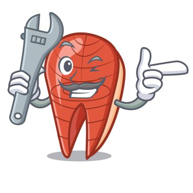 Mekanik balık dilim maskot çizgi film