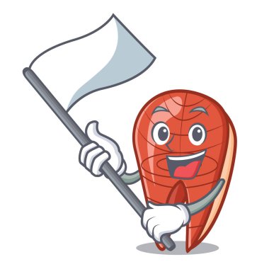 Bayrak balık dilim maskot karikatür ile