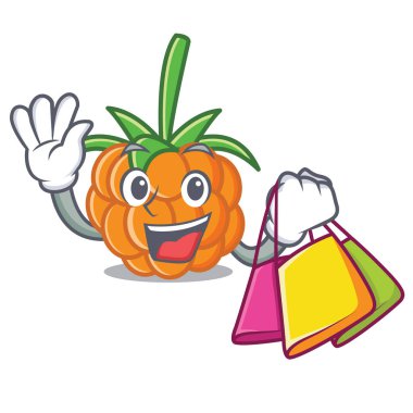 Alışveriş cloudberry karakter karikatür tarzı vektör çizim