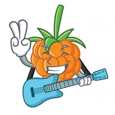 Gitar cloudberry maskot karikatür tarzı vektör çizim ile
